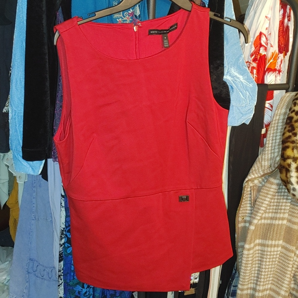 Red Sleeveless Peplum Top